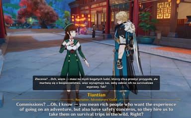 Druga scena dialogowa z Genshin Impact z widocznym oryginałem i tłumaczeniem