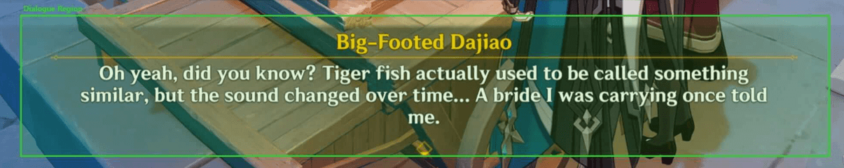 Close-up of Kaption's dialogue region selection tool